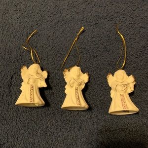 Porcelain Giftco Inc. Porcelain Angel Bells Christmas Ornaments Set of 3, NIB